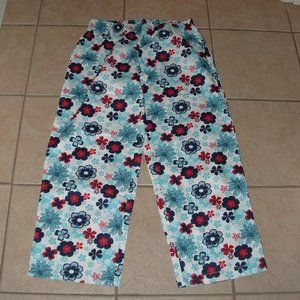 NEW Blue Floral Sz Large Elastic Waist Cotton Lounge Sleep Pants MARK ASH…